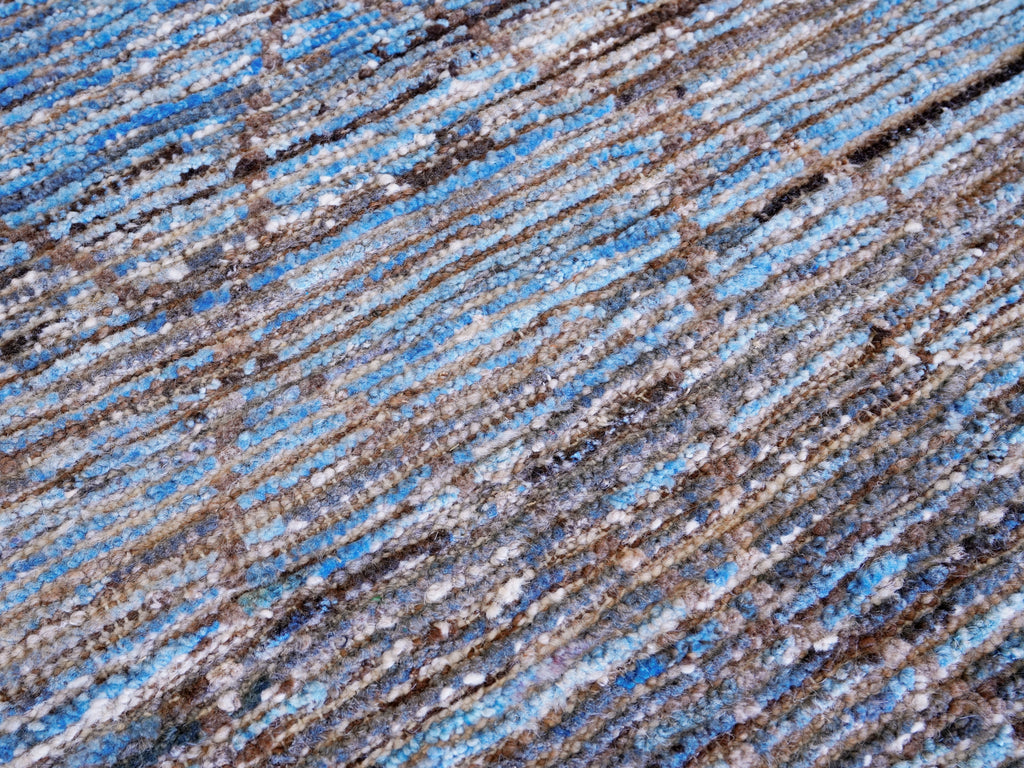 13 Ft Blue Moroccan Runner Rug - Hand Knotted Afghan Rug
