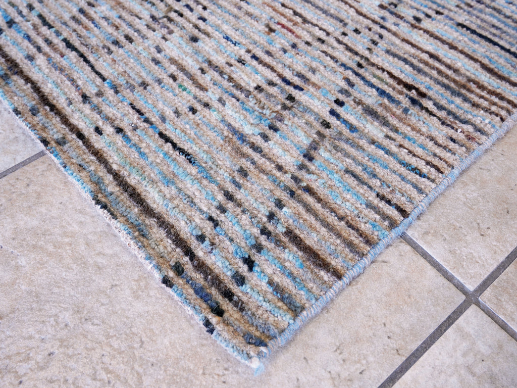 10 Ft Blue Moroccan Runner Rug - Hand Knotted Afghan Rug
