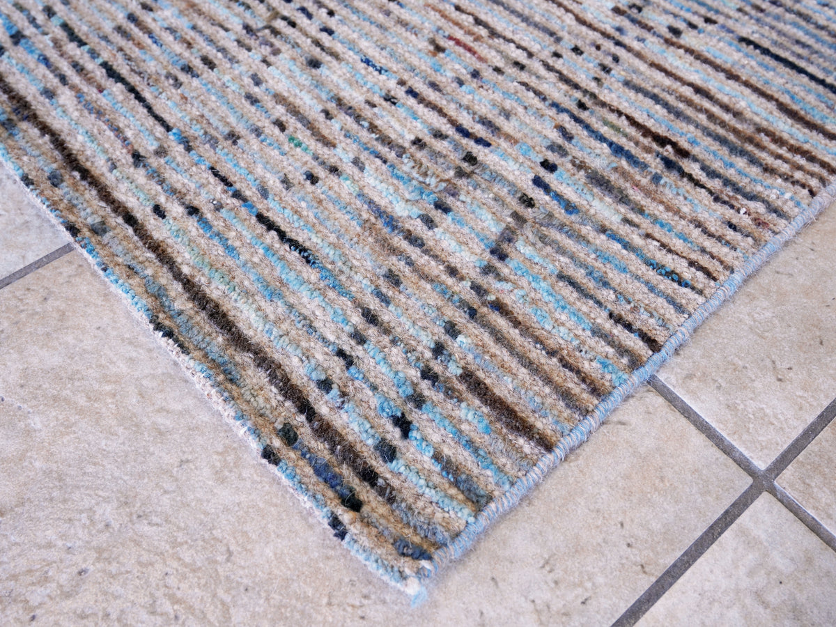 10 Ft Blue Moroccan Runner Rug - Hand Knotted Afghan Rug
