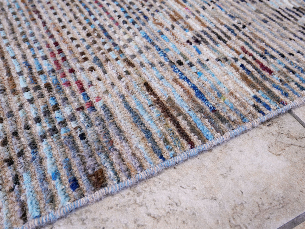 10 Ft Blue Moroccan Runner Rug - Hand Knotted Afghan Rug