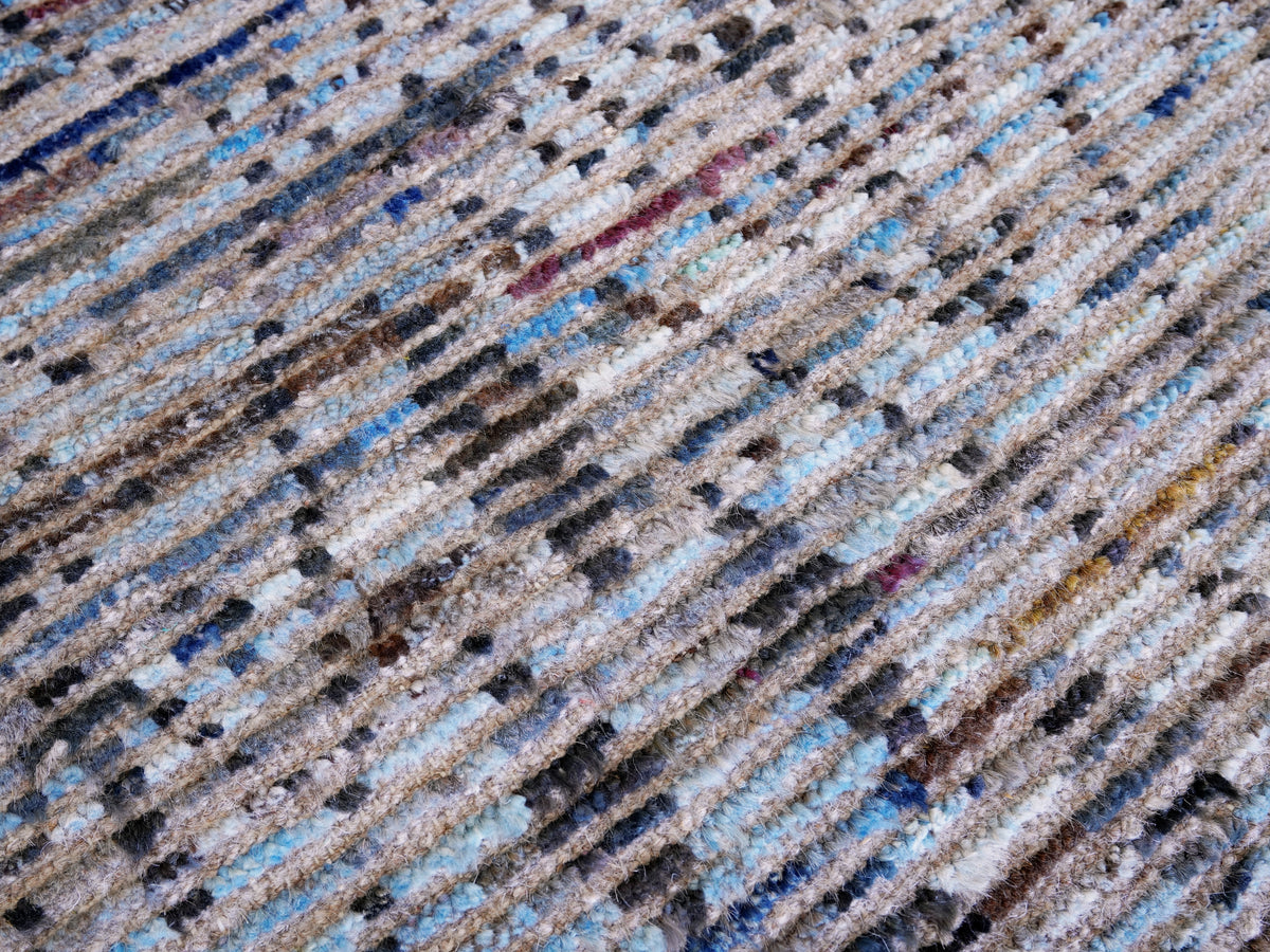 10 Ft Blue Moroccan Runner Rug - Hand Knotted Afghan Rug