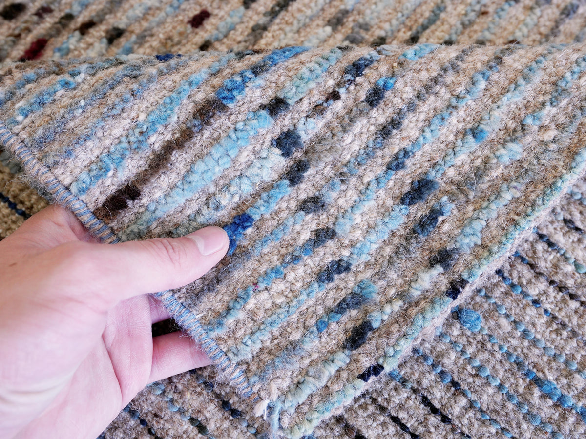 10 Ft Blue Moroccan Runner Rug - Hand Knotted Afghan Rug