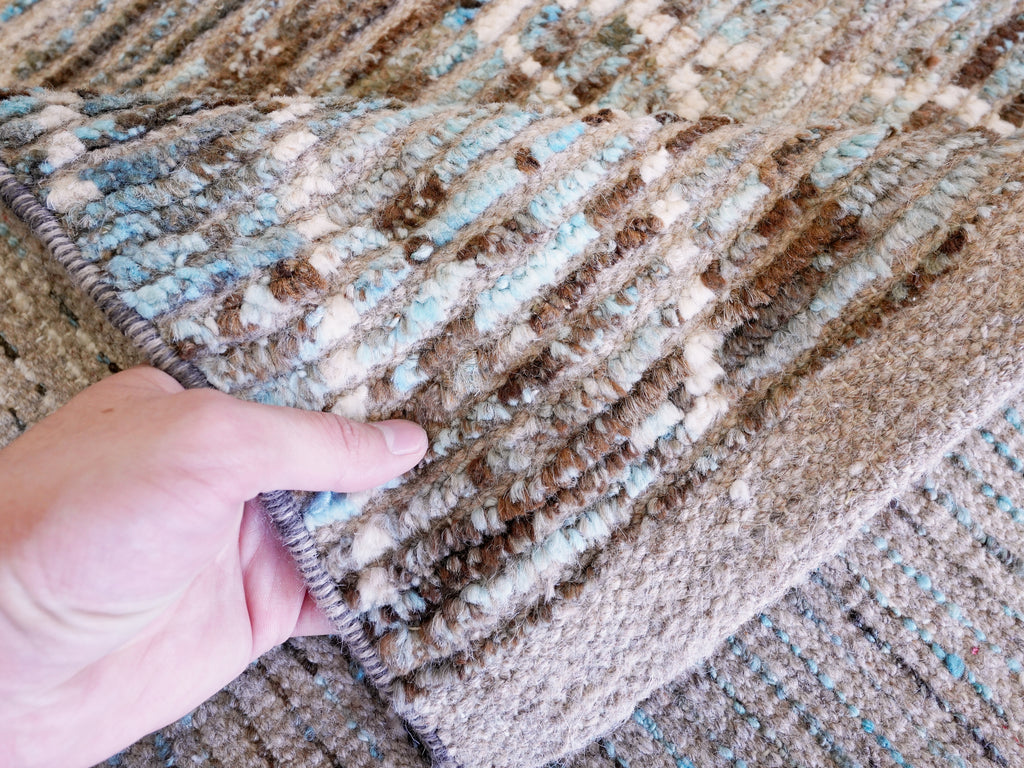 6x10 Ft Blue & Brown Moroccan Rug - Hand Knotted Area Rug
