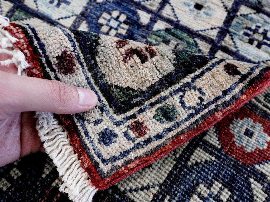 2x5 Ft Blue Afghan Oriental Rug - Hand Knotted Small Runner