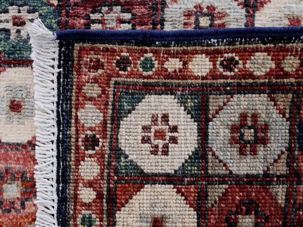 2x5 Ft Blue & Red Afghan Oriental Rug - Hand Knotted Small Runner