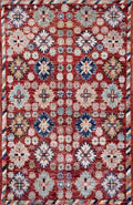 2x3 Ft Red Floral Rug - Hand Knotted Afghan Rug
