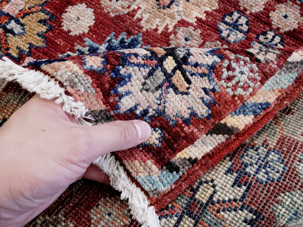 2x3 Ft Red Floral Rug - Hand Knotted Afghan Rug