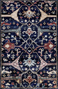 2x3 Ft Dark Blue Oriental Rug - Hand Knotted Afghan Rug