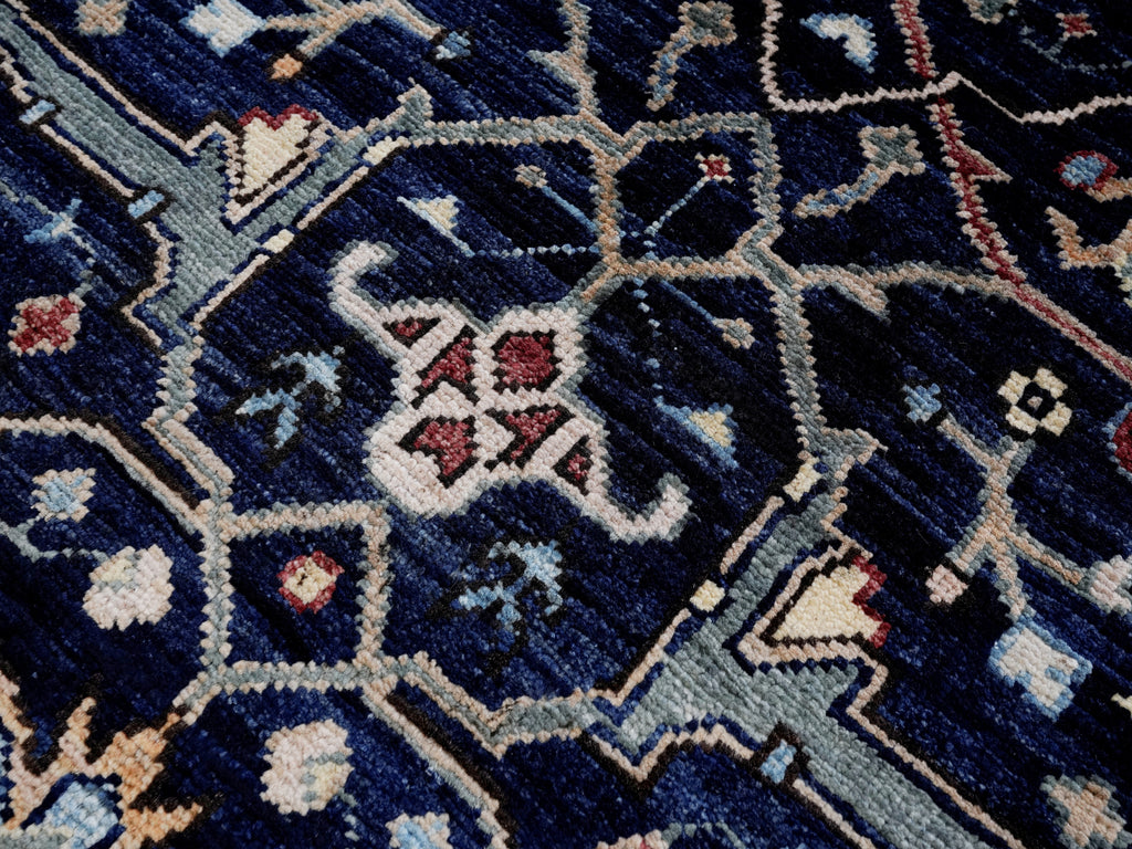 2x3 Ft Dark Blue Oriental Rug - Hand Knotted Afghan Rug