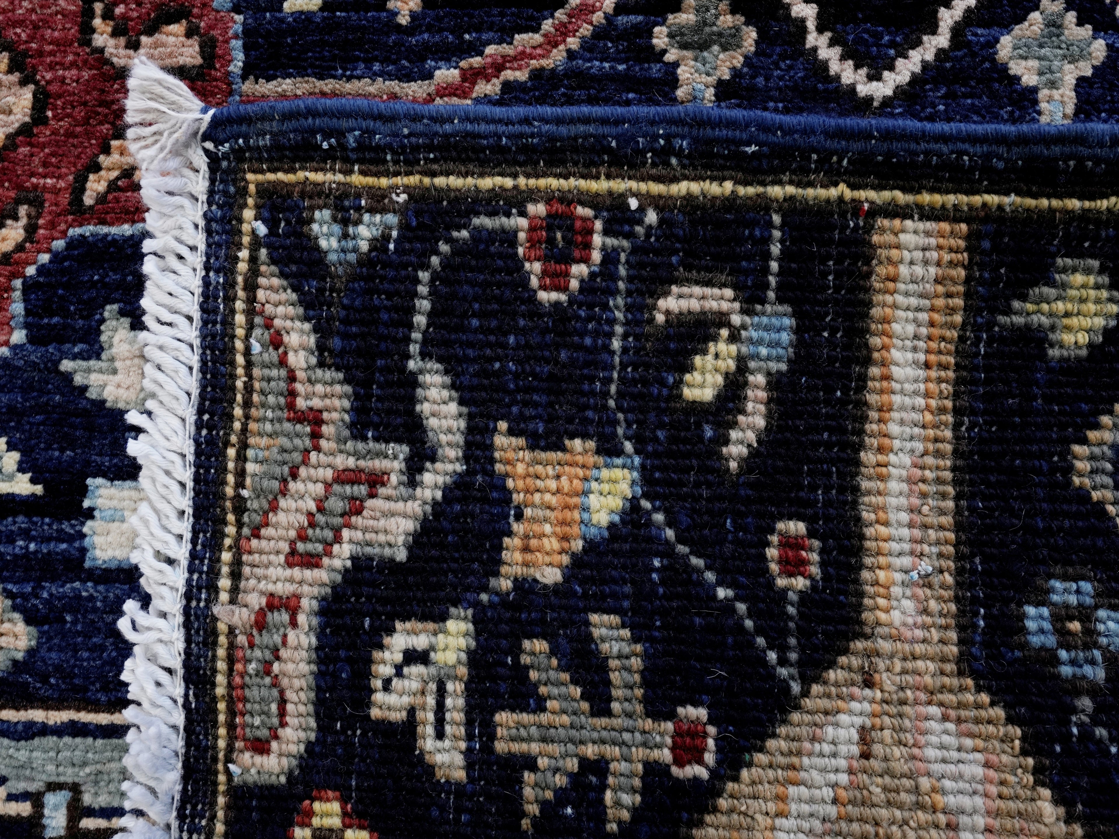 2x3 Ft Dark Blue Oriental Rug - Hand Knotted Afghan Rug