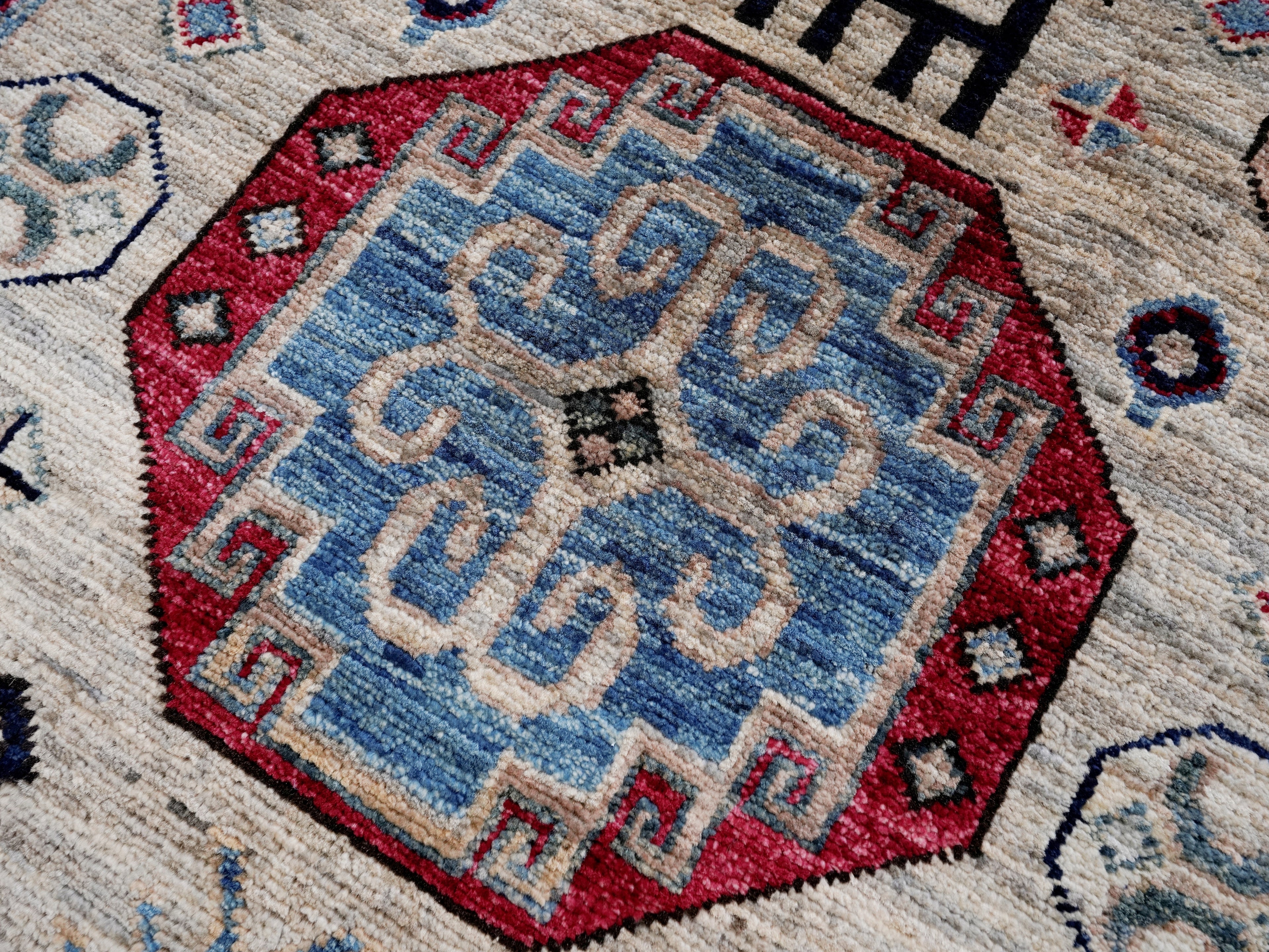 2x3 Ft Neutral Afghan Rug - Hand Knotted Tribal Rug