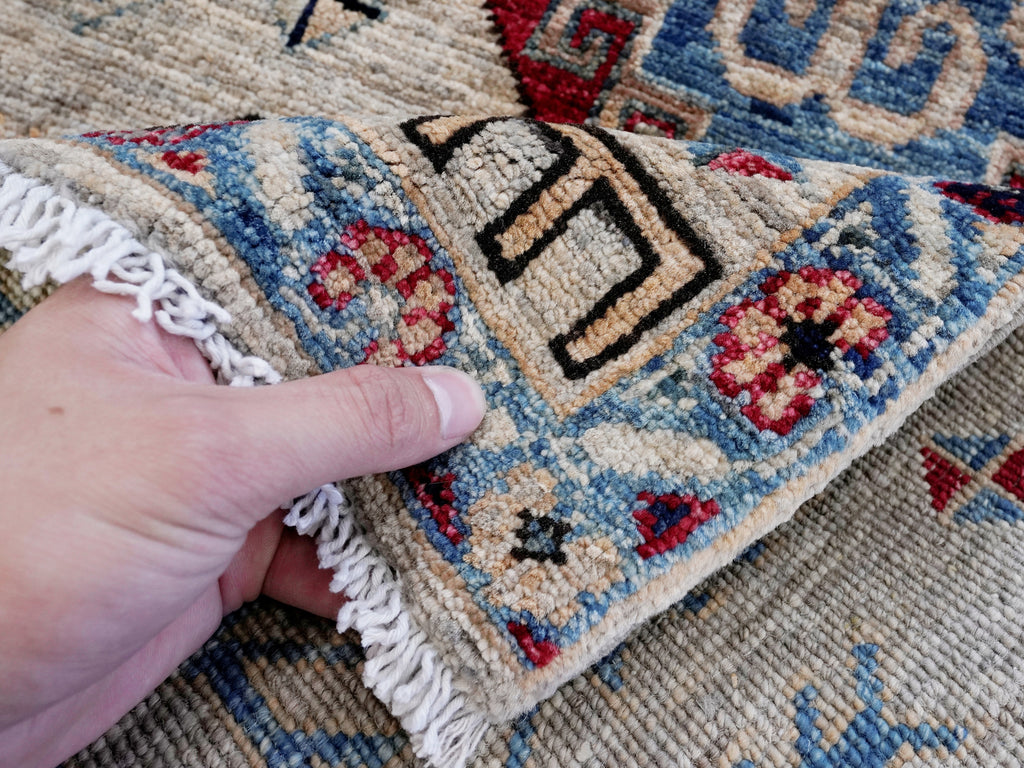 2x3 Ft Neutral Afghan Rug - Hand Knotted Tribal Rug