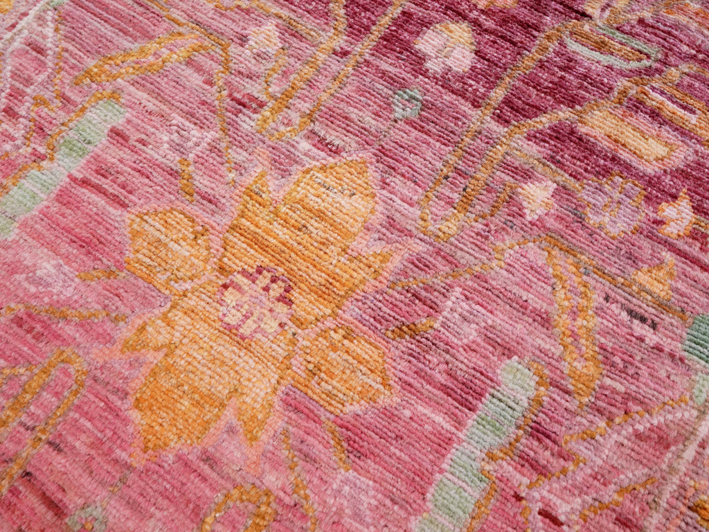 2x3 Ft Pink Floral Rug - Hand Knotted Afghan Wool Rug