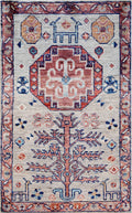 2x3 Ft Silver Tribal Rug - Hand Knotted Afghan Rug