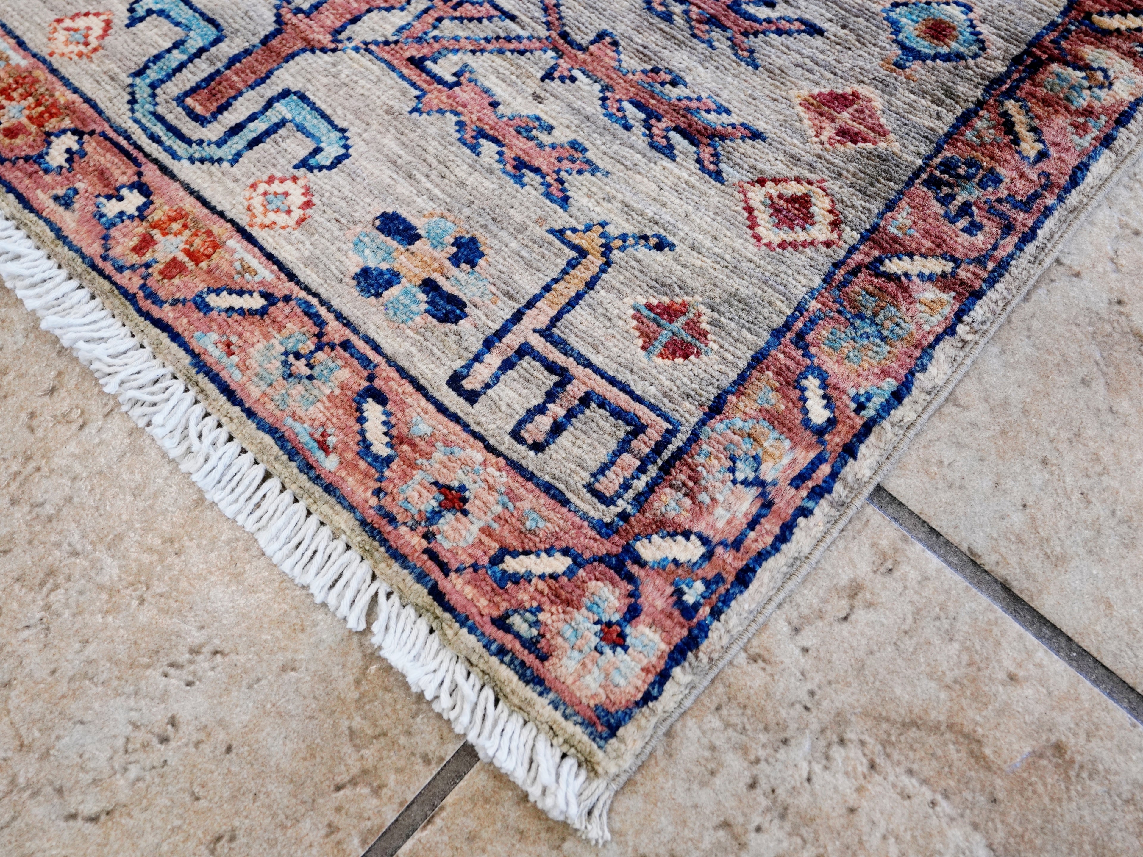 2x3 Ft Silver Tribal Rug - Hand Knotted Afghan Rug