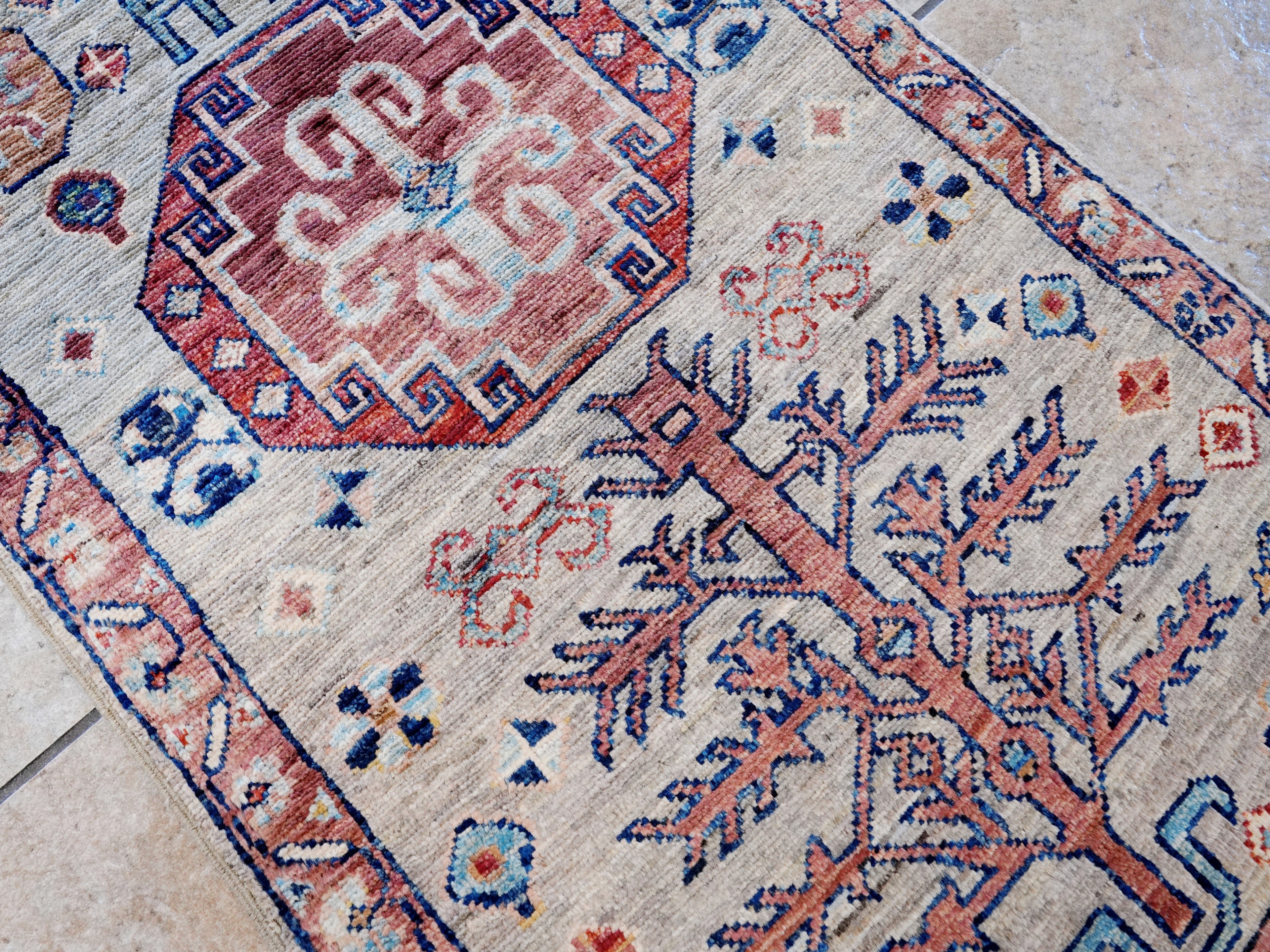 2x3 Ft Silver Tribal Rug - Hand Knotted Afghan Rug