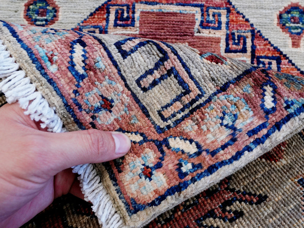 2x3 Ft Silver Tribal Rug - Hand Knotted Afghan Rug