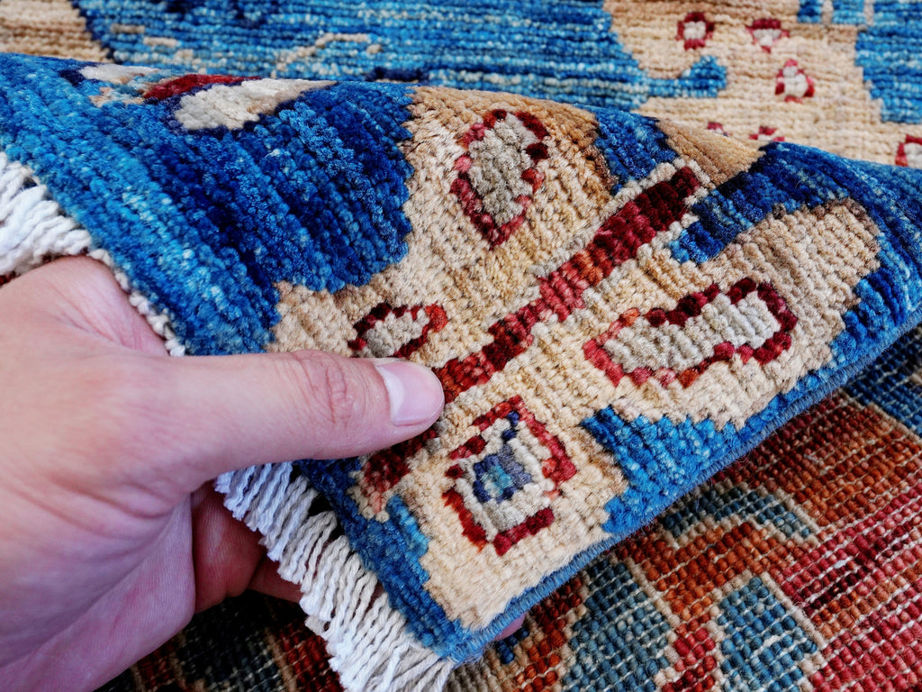 2x3 Ft Blue Butterfly Rug - Hand Knotted Afghan Rug