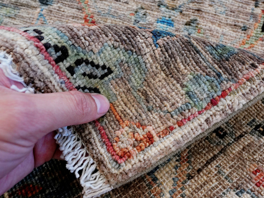 2x3 Ft Brown Afghan Oriental Rug - Hand Knotted Wool Rug