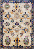 2x3 Ft Beige Floral Rug - Hand Knotted Afghan Wool Rug