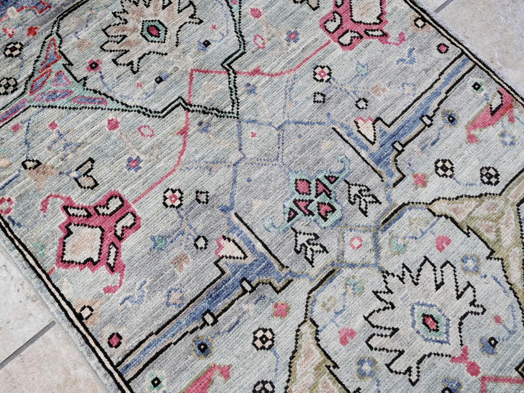 2x3 Ft Silver Oriental Rug - Hand Knotted Afghan Rug