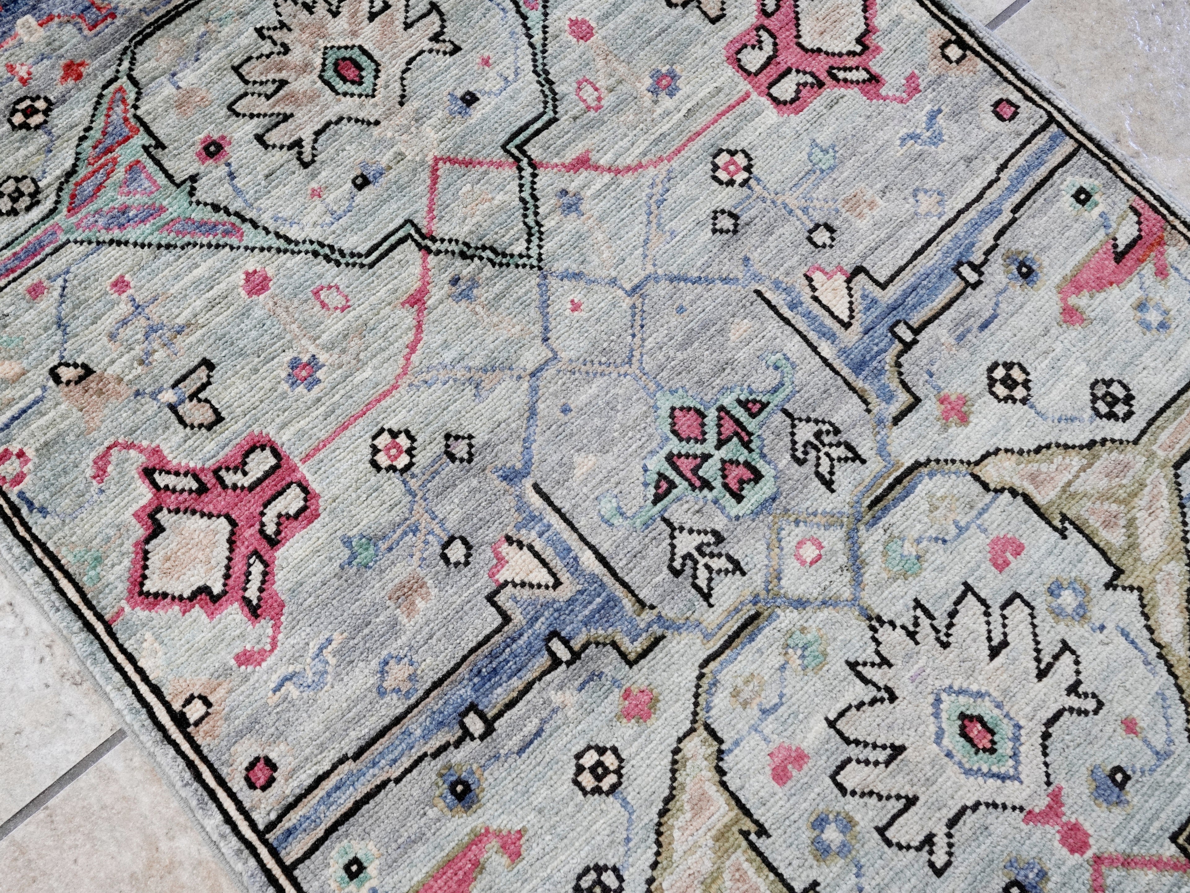 2x3 Ft Silver Oriental Rug - Hand Knotted Afghan Rug