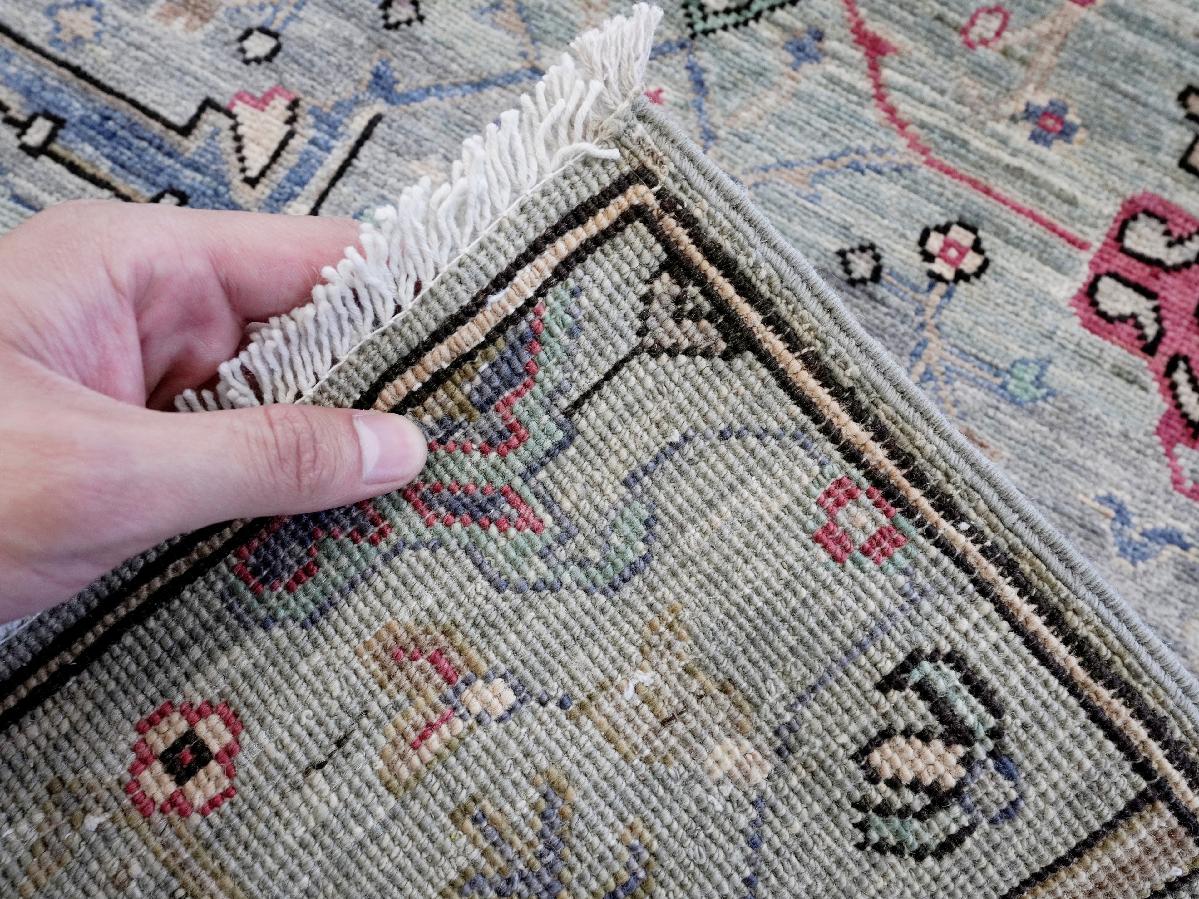2x3 Ft Silver Oriental Rug - Hand Knotted Afghan Rug