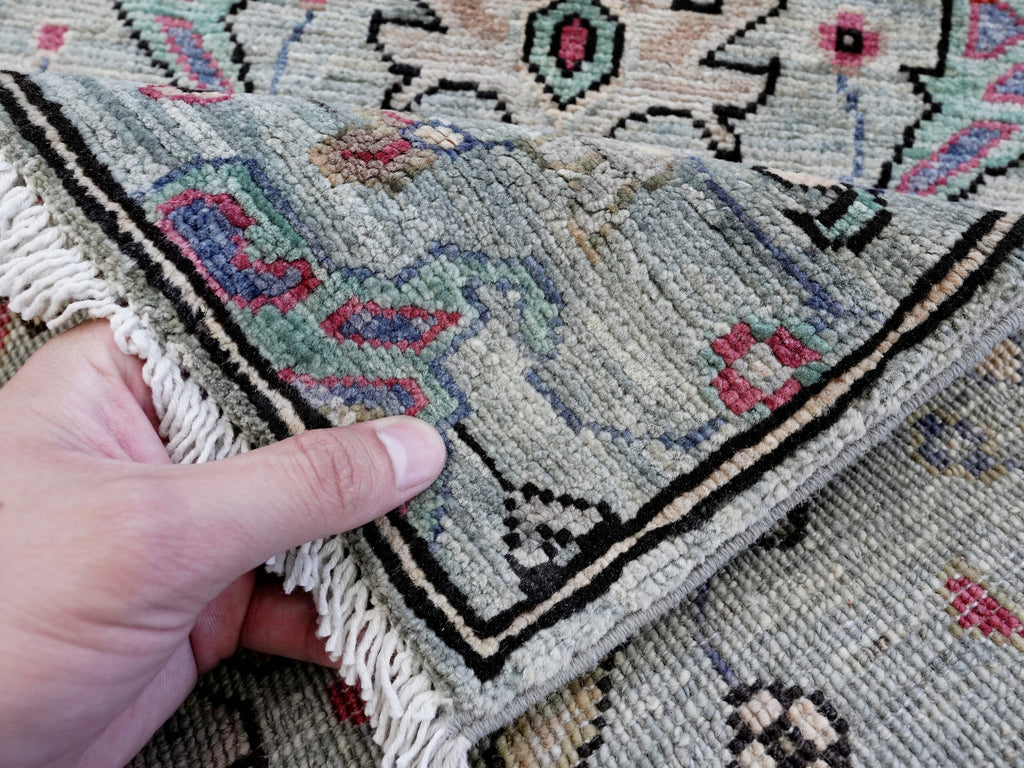 2x3 Ft Silver Oriental Rug - Hand Knotted Afghan Rug