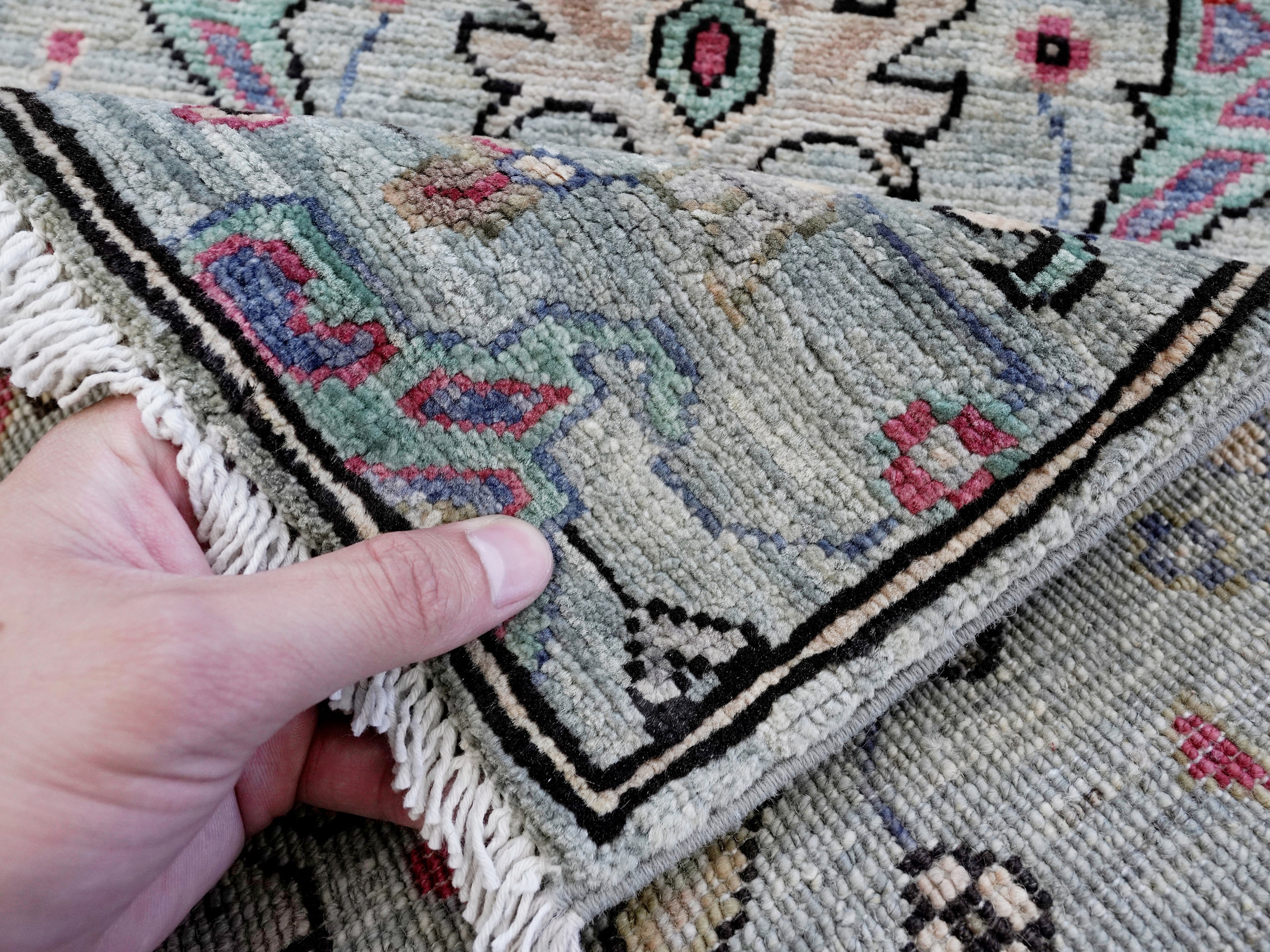2x3 Ft Silver Oriental Rug - Hand Knotted Afghan Rug