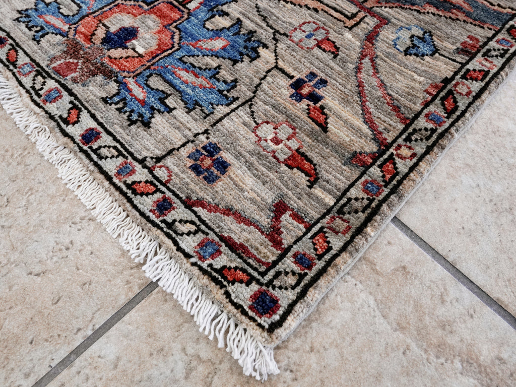 2x3 Ft Brown Afghan Oriental Rug - Hand Knotted Wool Rug
