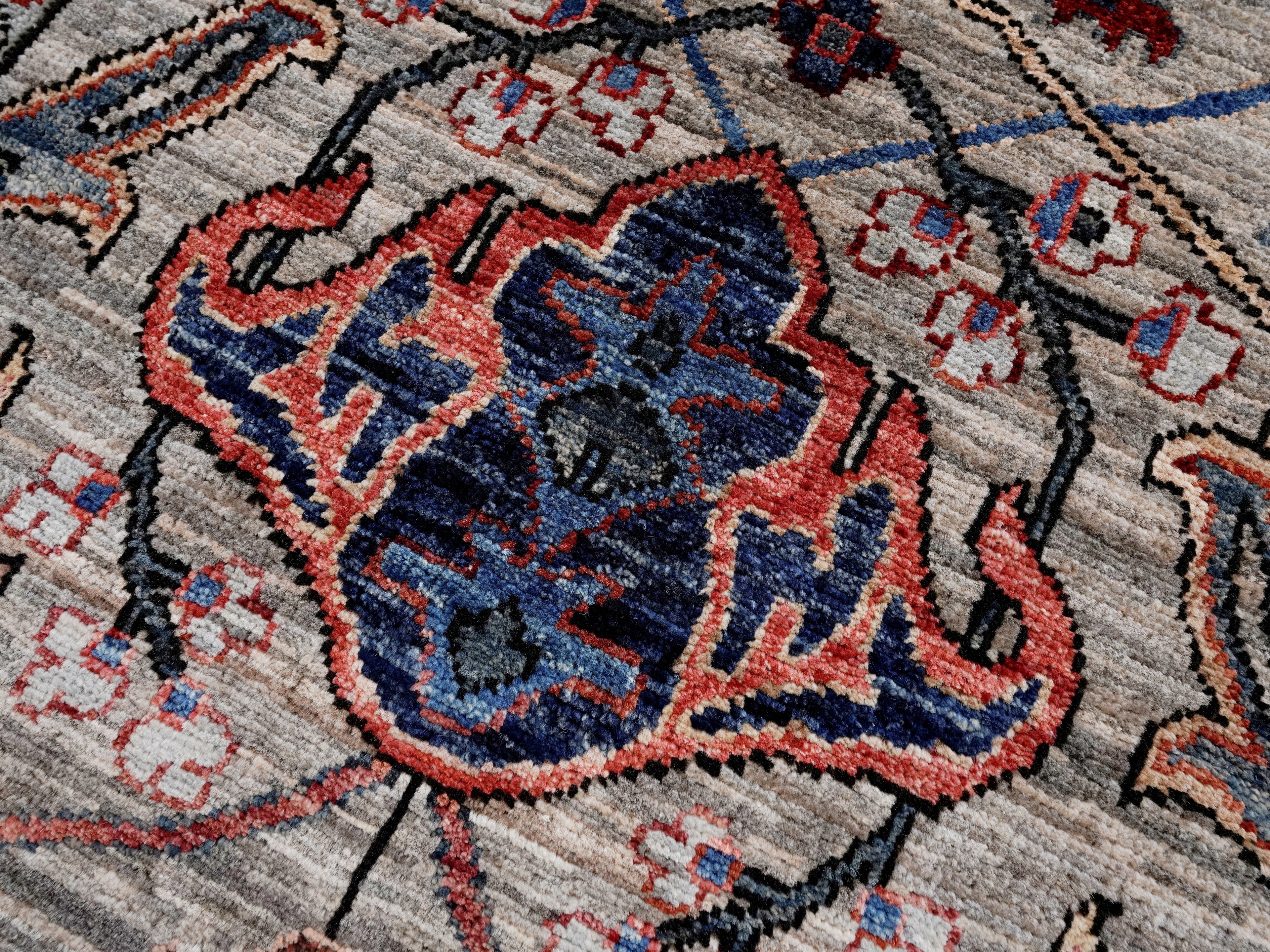 2x3 Ft Brown Afghan Oriental Rug - Hand Knotted Wool Rug