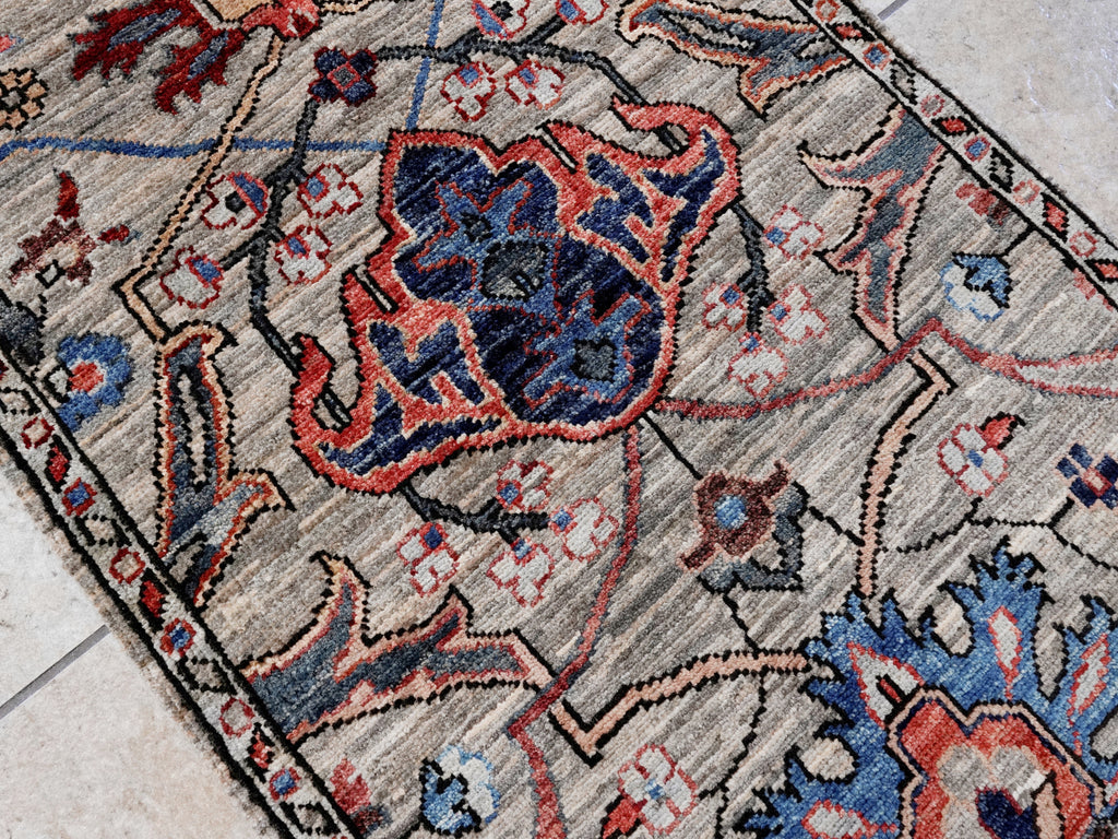 2x3 Ft Brown Afghan Oriental Rug - Hand Knotted Wool Rug