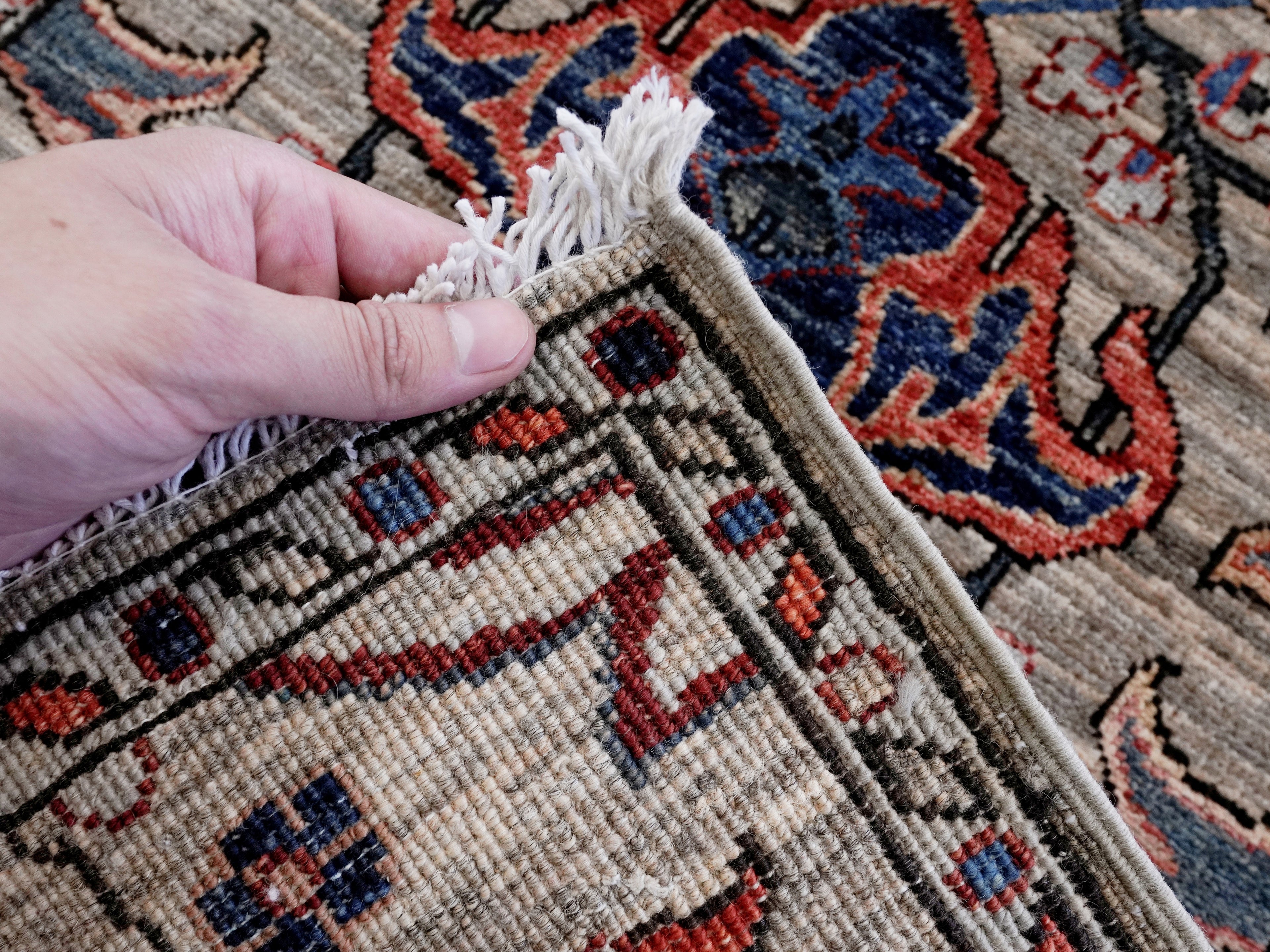 2x3 Ft Brown Afghan Oriental Rug - Hand Knotted Wool Rug