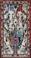 2x3 Ft Silver Oriental Rug - Hand Knotted Afghan Rug