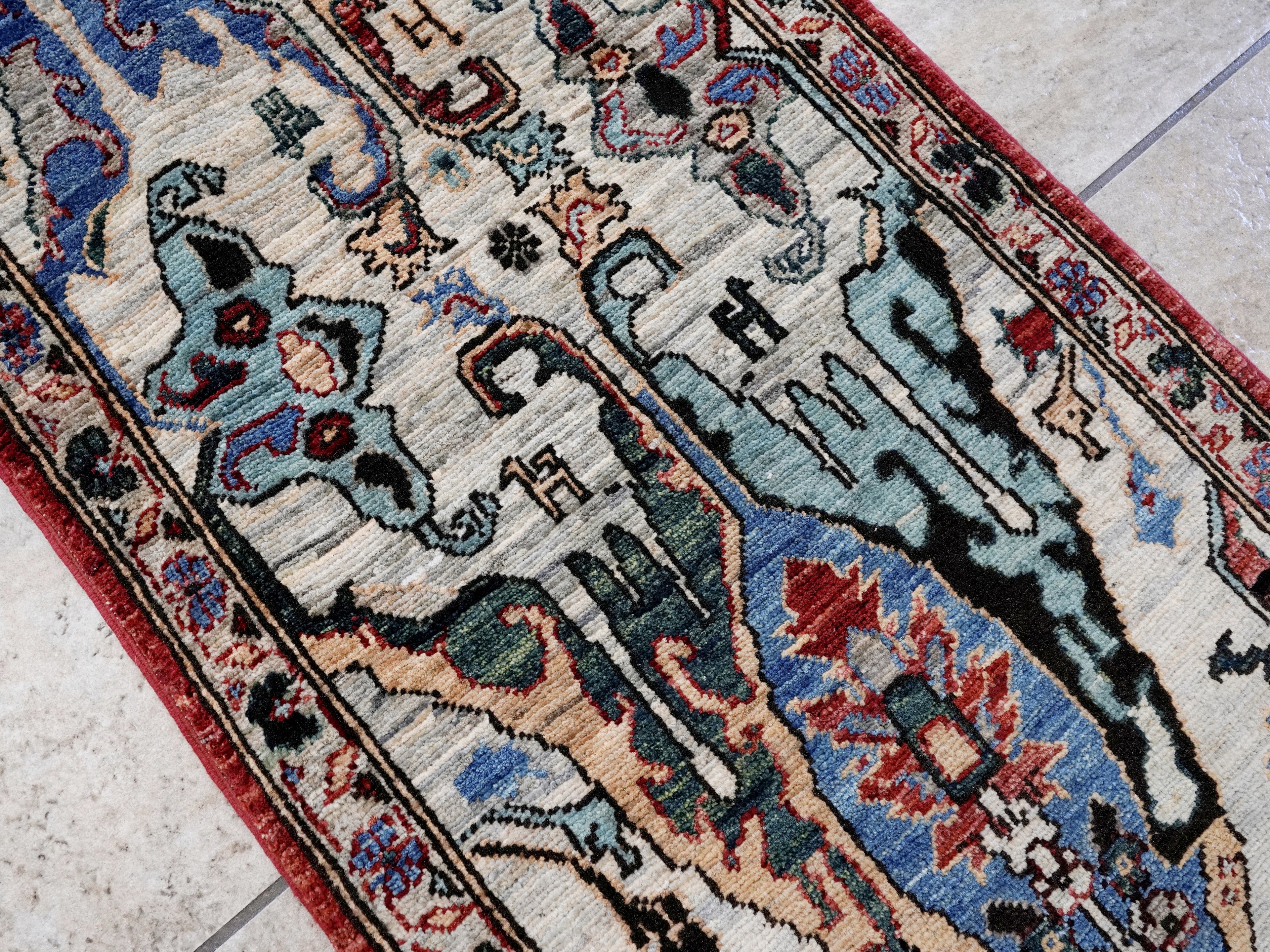 2x3 Ft Silver Oriental Rug - Hand Knotted Afghan Rug