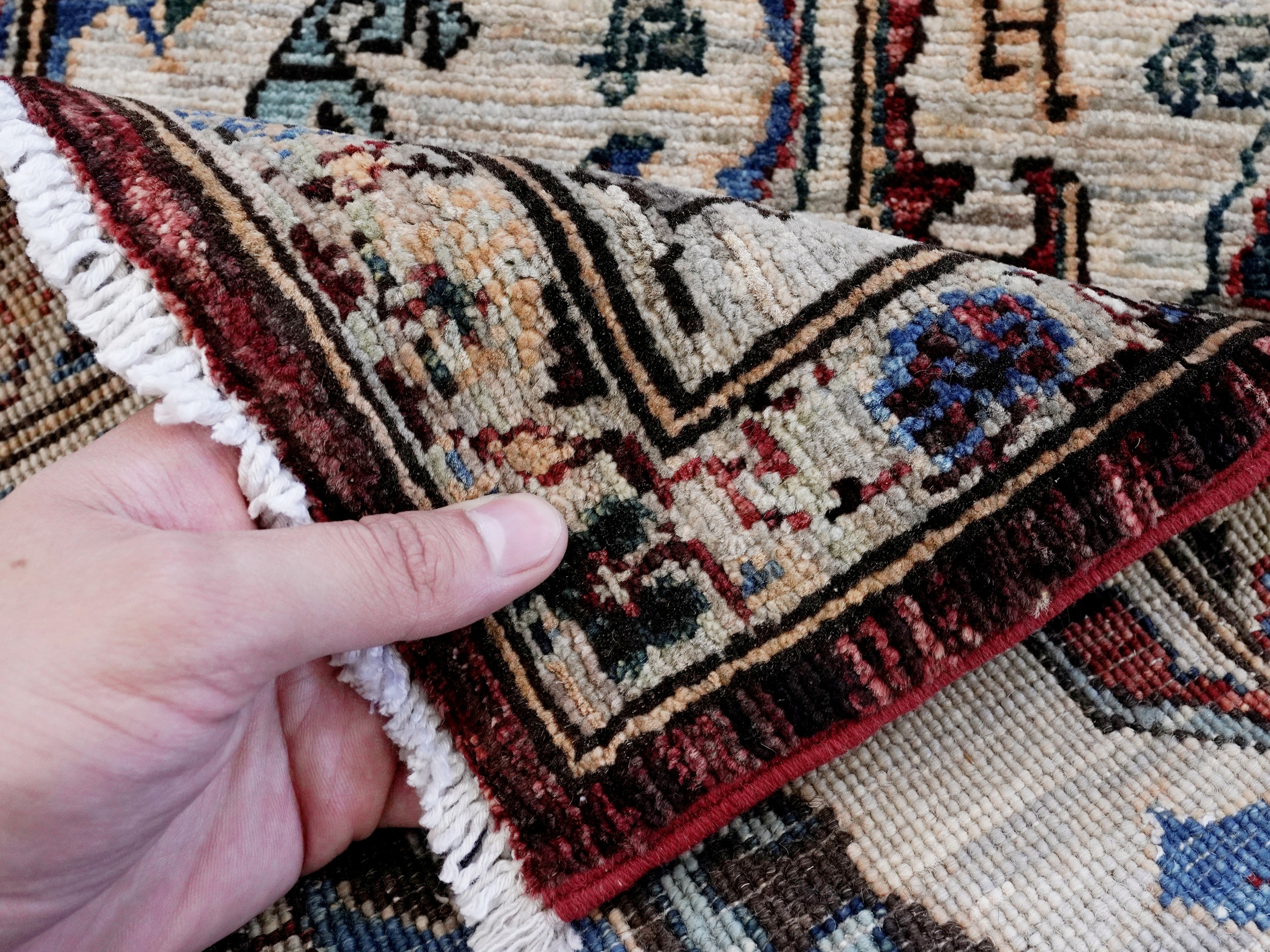 2x3 Ft Silver Oriental Rug - Hand Knotted Afghan Rug