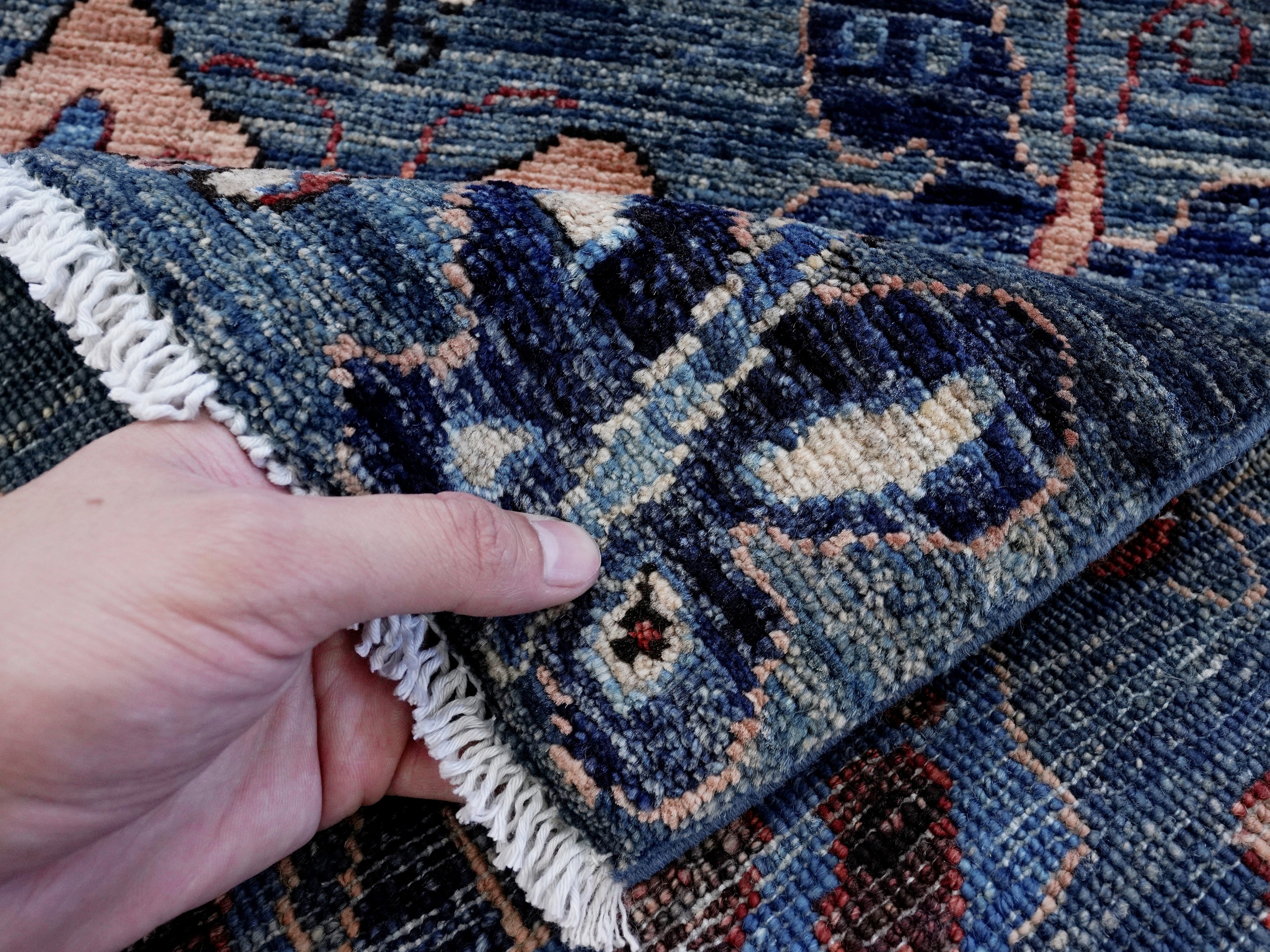 2x3 Ft Blue Butterfly Rug - Hand Knotted Afghan Rug
