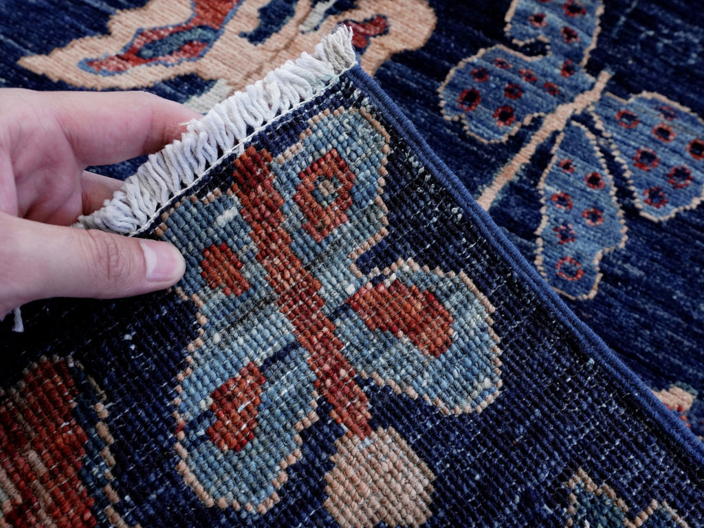 2x3 Ft Dark Blue Butterfly Rug - Hand Knotted Afghan Rug