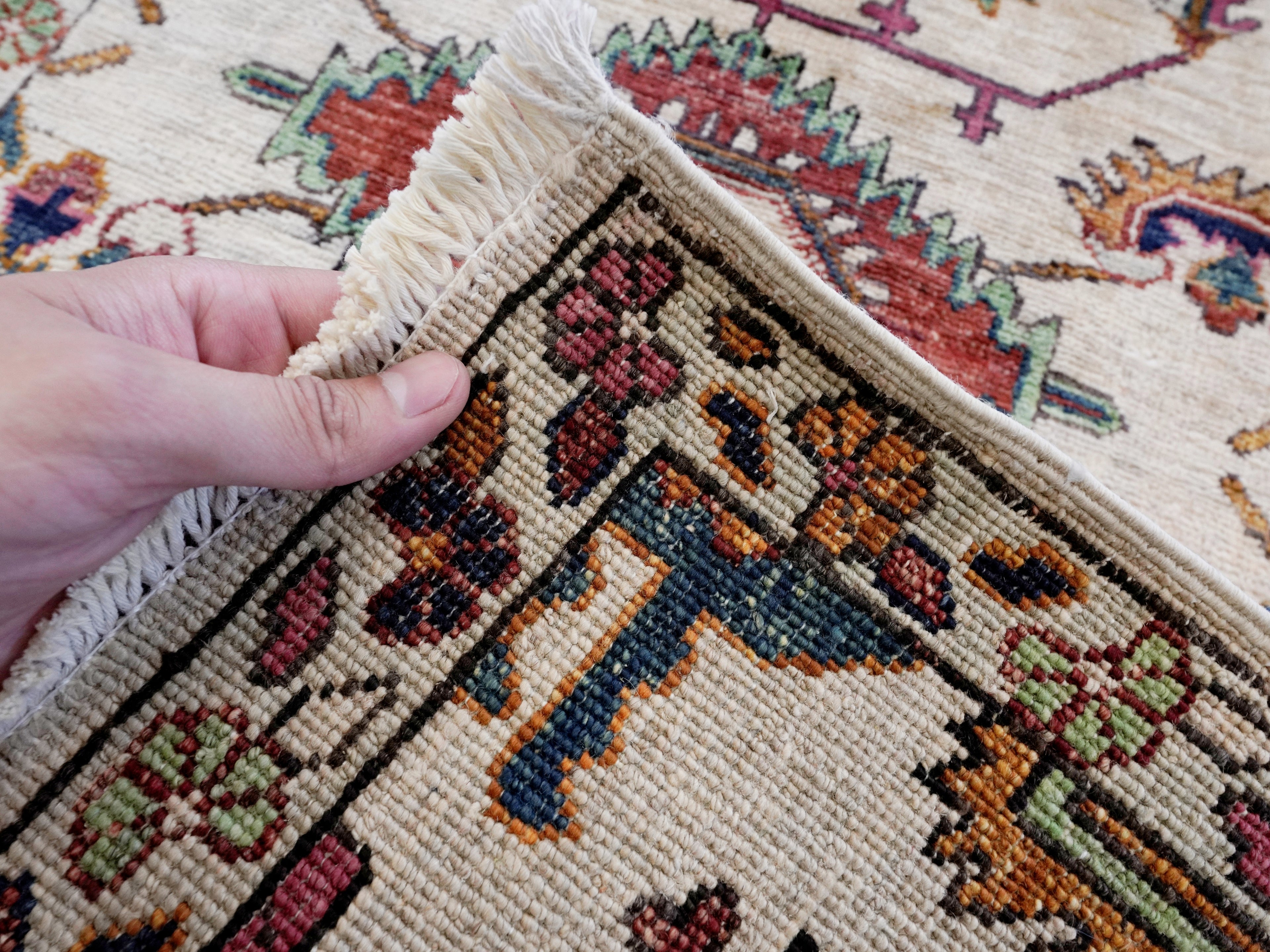 2x3 Ft Beige Oriental Rug - Hand Knotted Afghan Rug