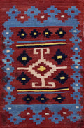 2x3 Ft Red & Blue Killim Rug - Hand Woven Flatweave Rug