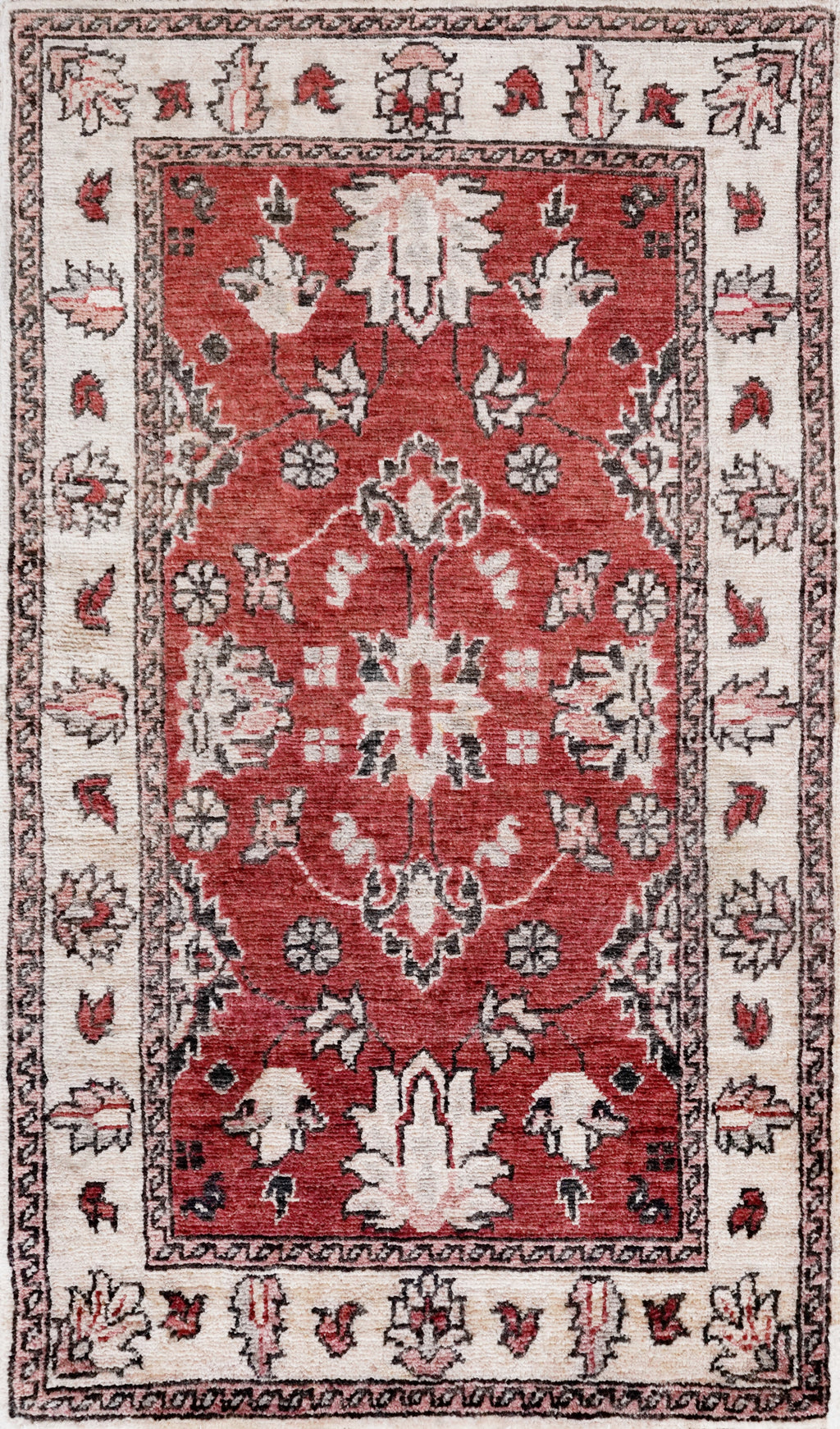 2x3 Ft Red Floral Rug - Hand Knotted Afghan Rug
