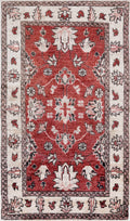 2x3 Ft Red Floral Rug - Hand Knotted Afghan Rug