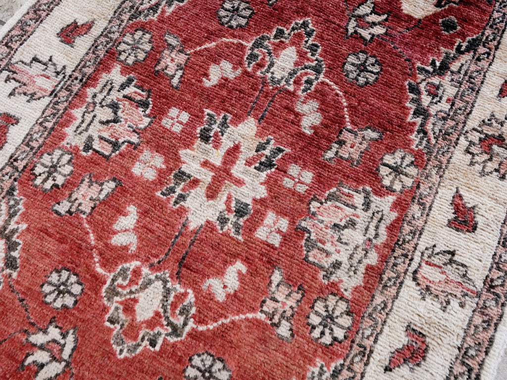 2x3 Ft Red Floral Rug - Hand Knotted Afghan Rug