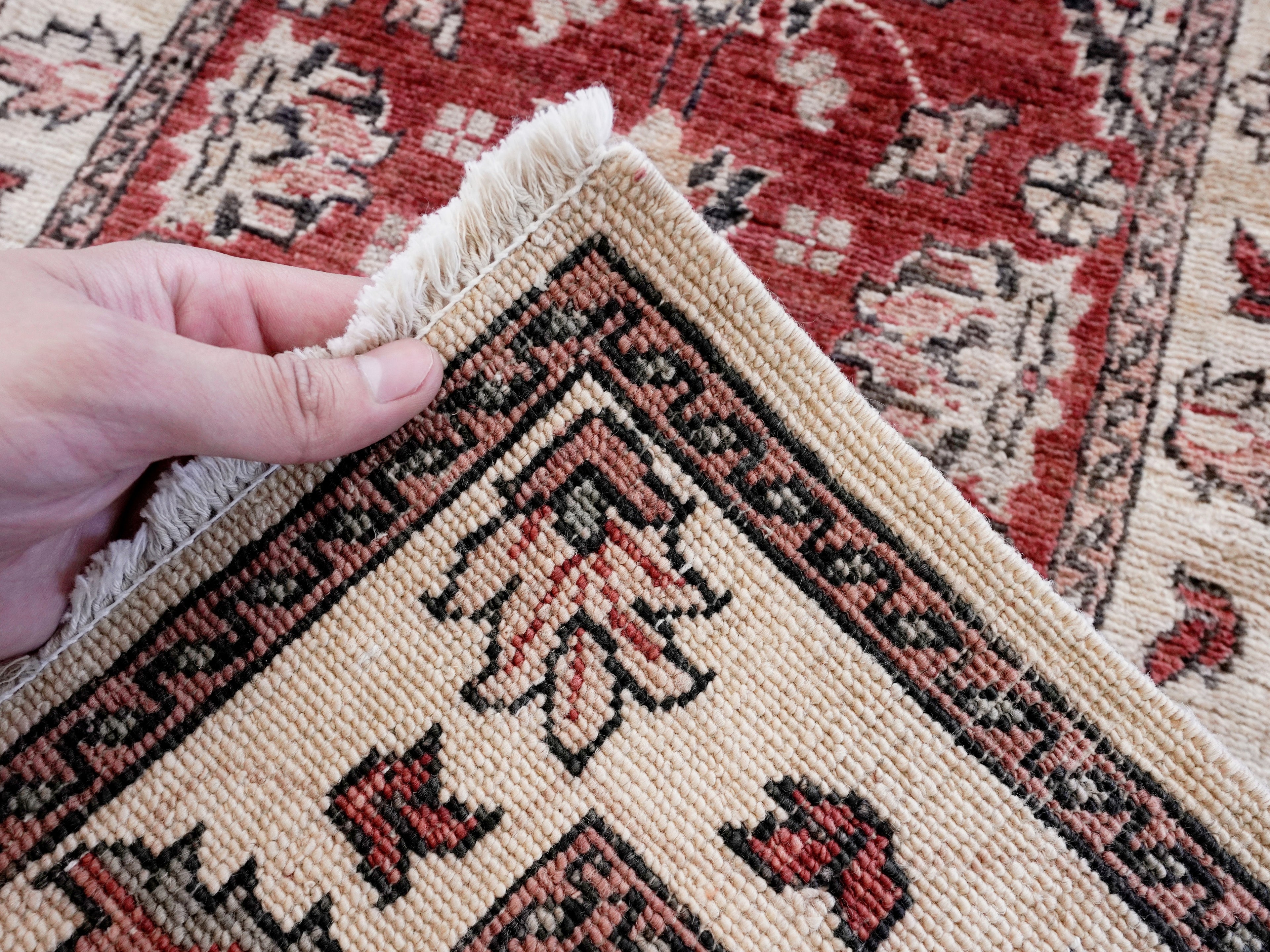 2x3 Ft Red Floral Rug - Hand Knotted Afghan Rug