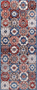 2x5 Ft Blue Afghan Oriental Rug - Hand Knotted Small Runner