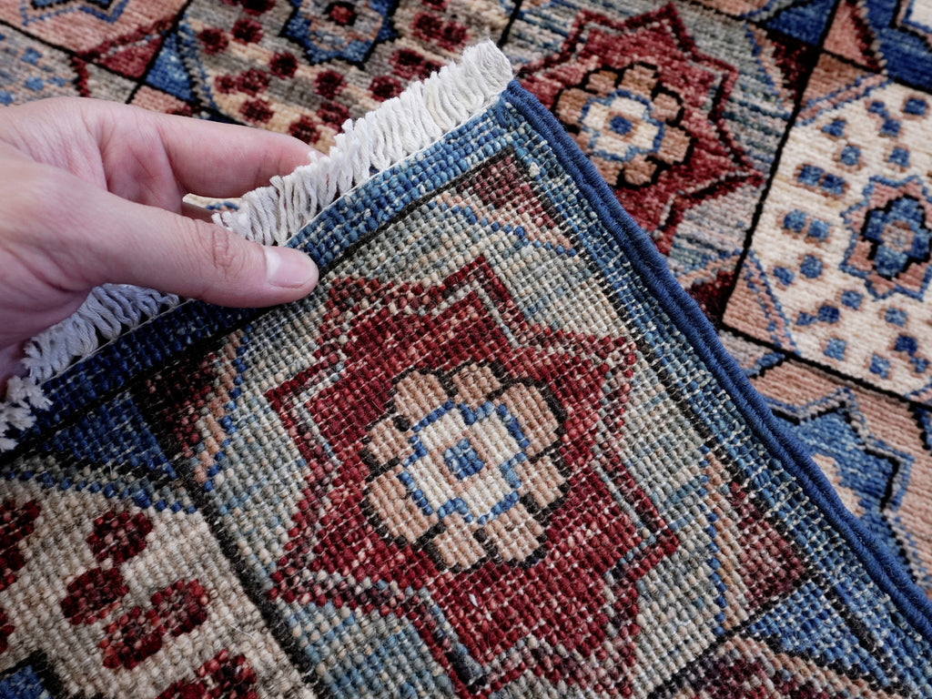 2x5 Ft Blue Afghan Oriental Rug - Hand Knotted Small Runner