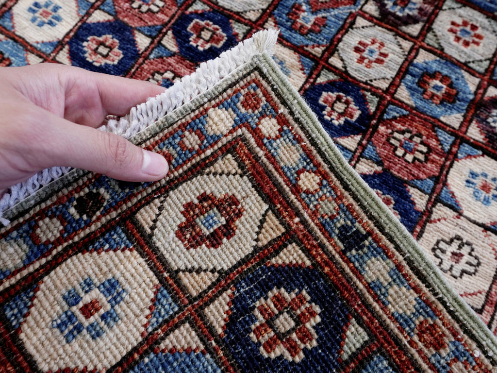 2x5 Ft Blue Afghan Oriental Rug - Hand Knotted Small Runner