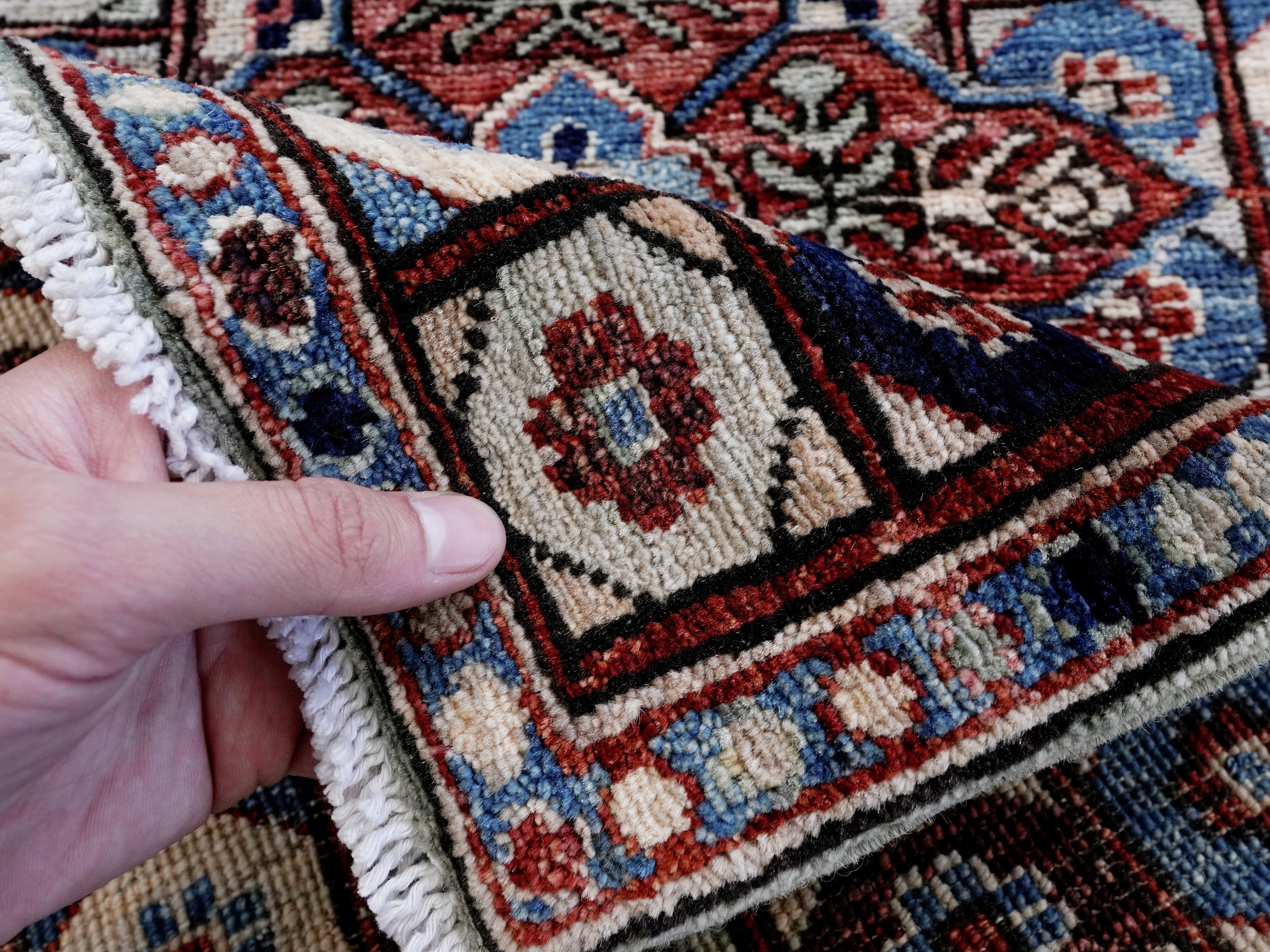 2x5 Ft Blue Afghan Oriental Rug - Hand Knotted Small Runner