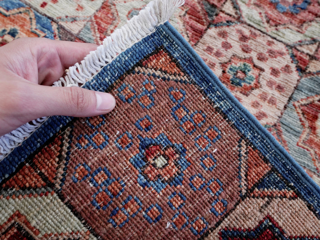 2x5 Ft Blue & Red Afghan Oriental Rug - Hand Knotted Small Runner