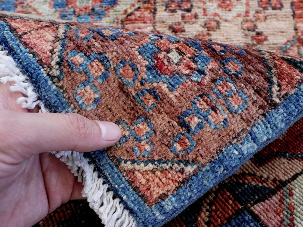 2x5 Ft Blue & Red Afghan Oriental Rug - Hand Knotted Small Runner